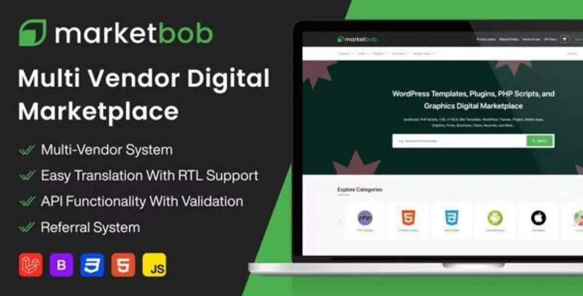 Marketbob v1.7 Multi-Vendor Digital Marketplace